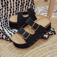 Lainey Black Platform Studded Sandal