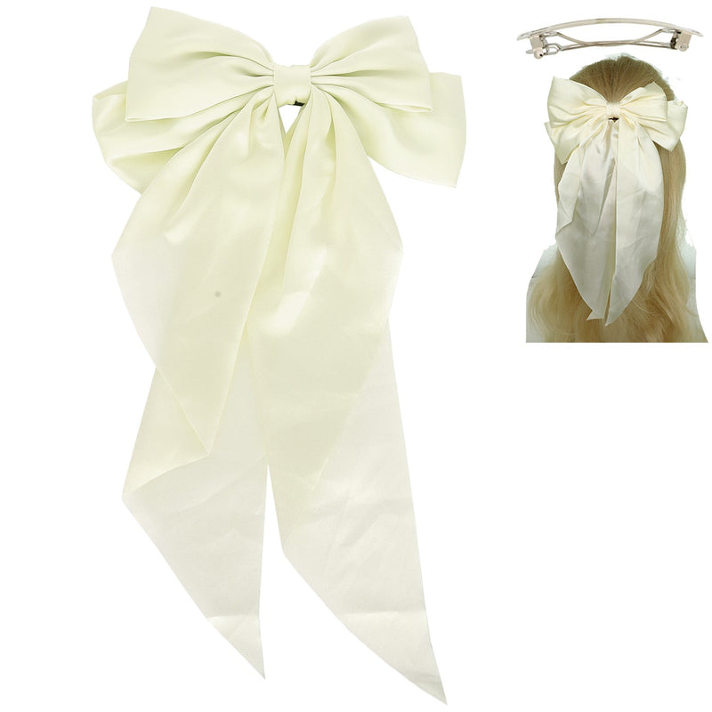 Ivory Satin Hair Clip Bow