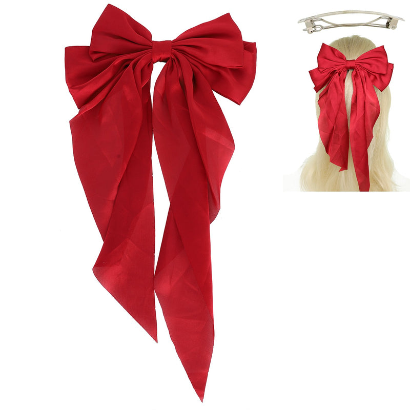 Burgundy Satin Hair Bow