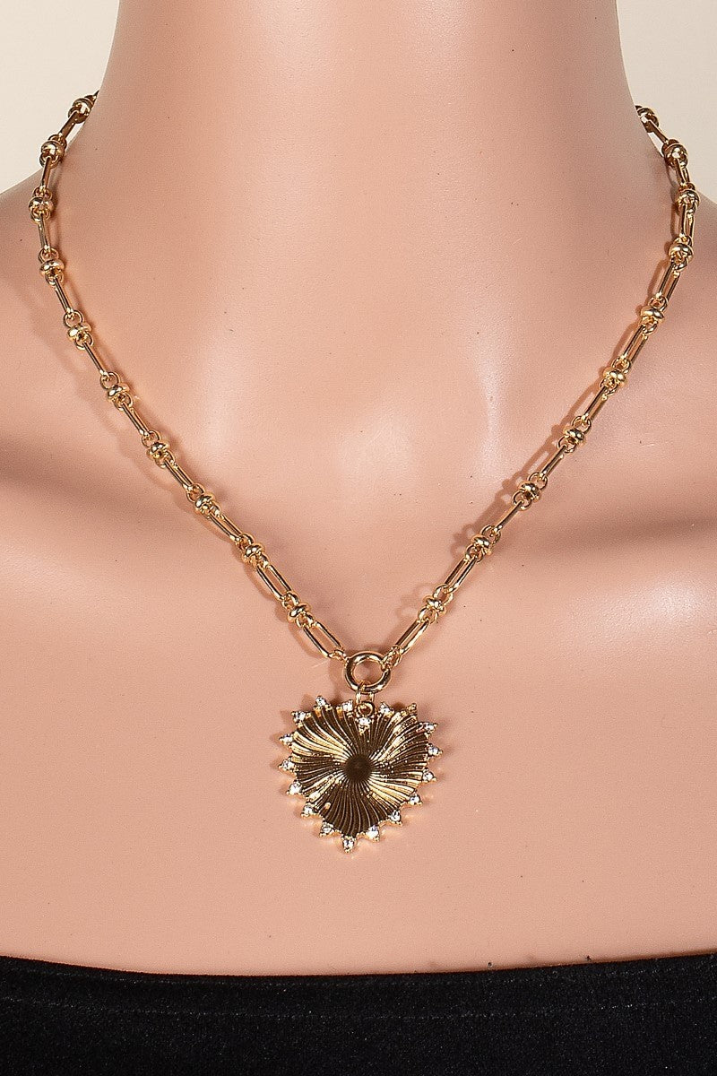 Studded Heart Pendant Necklace