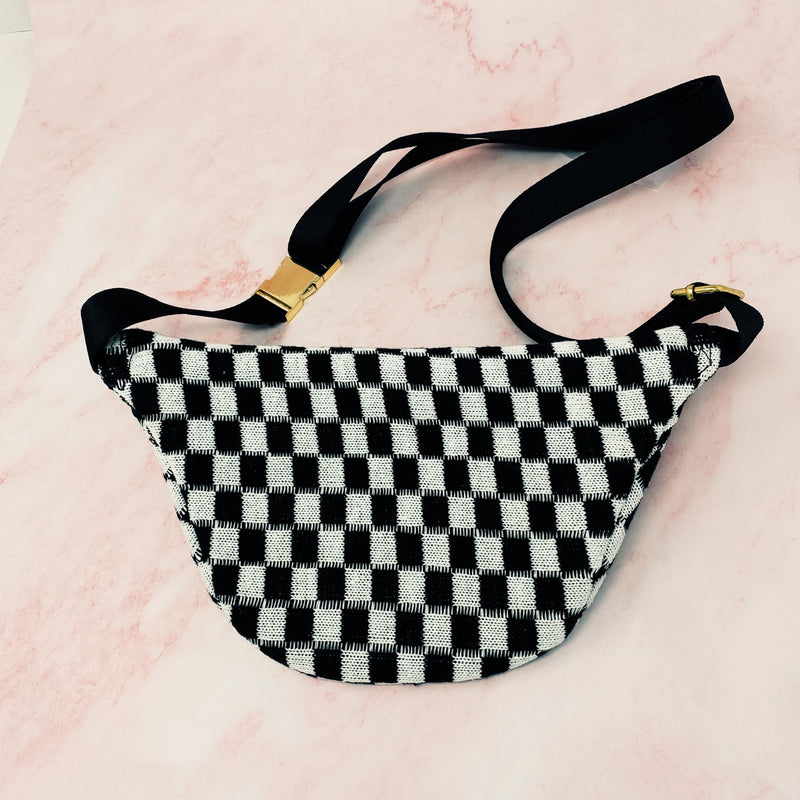 Black and White Checkered Sling Bag