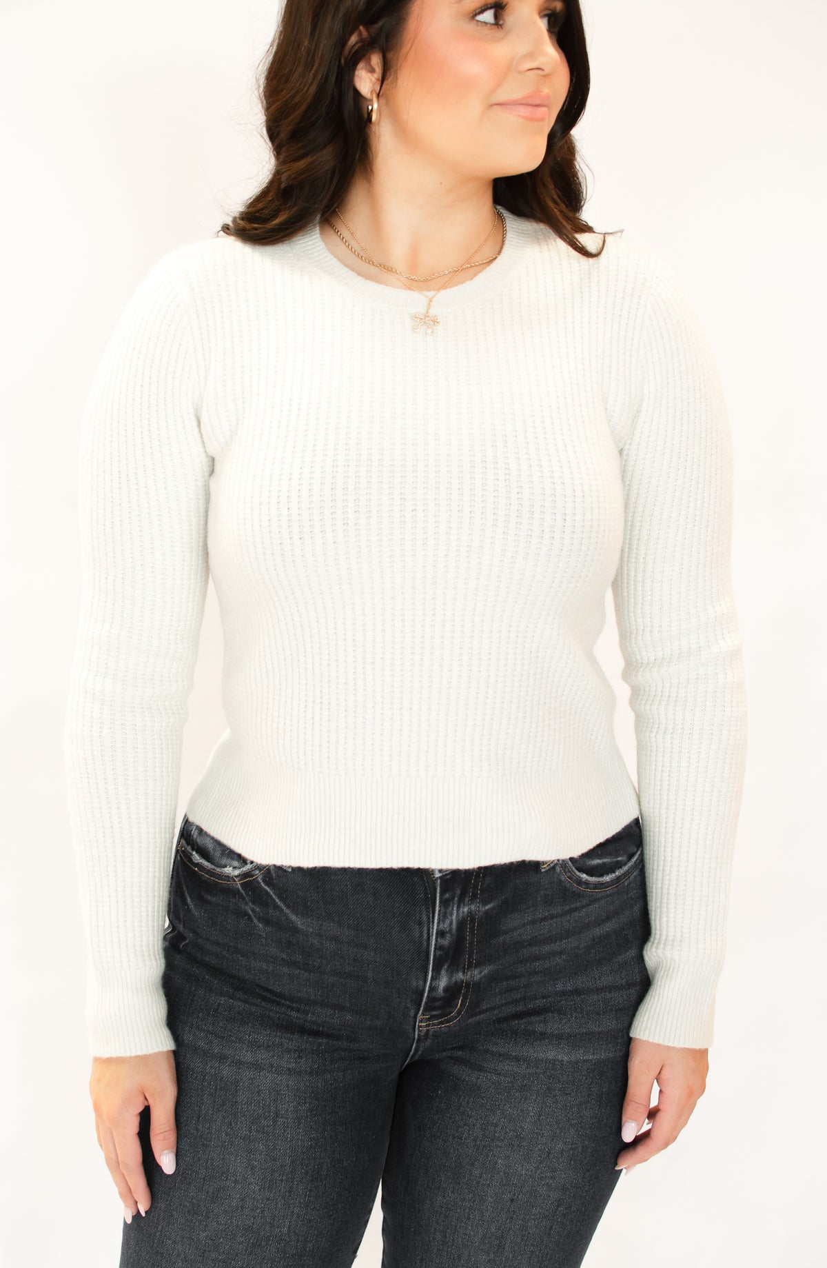 Fall Basic Cream Long Sleeve Top