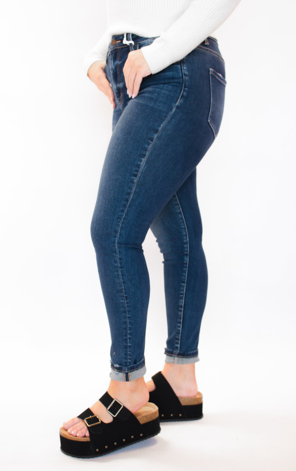 Celia High Waist Dark Wash Skinny Jeans