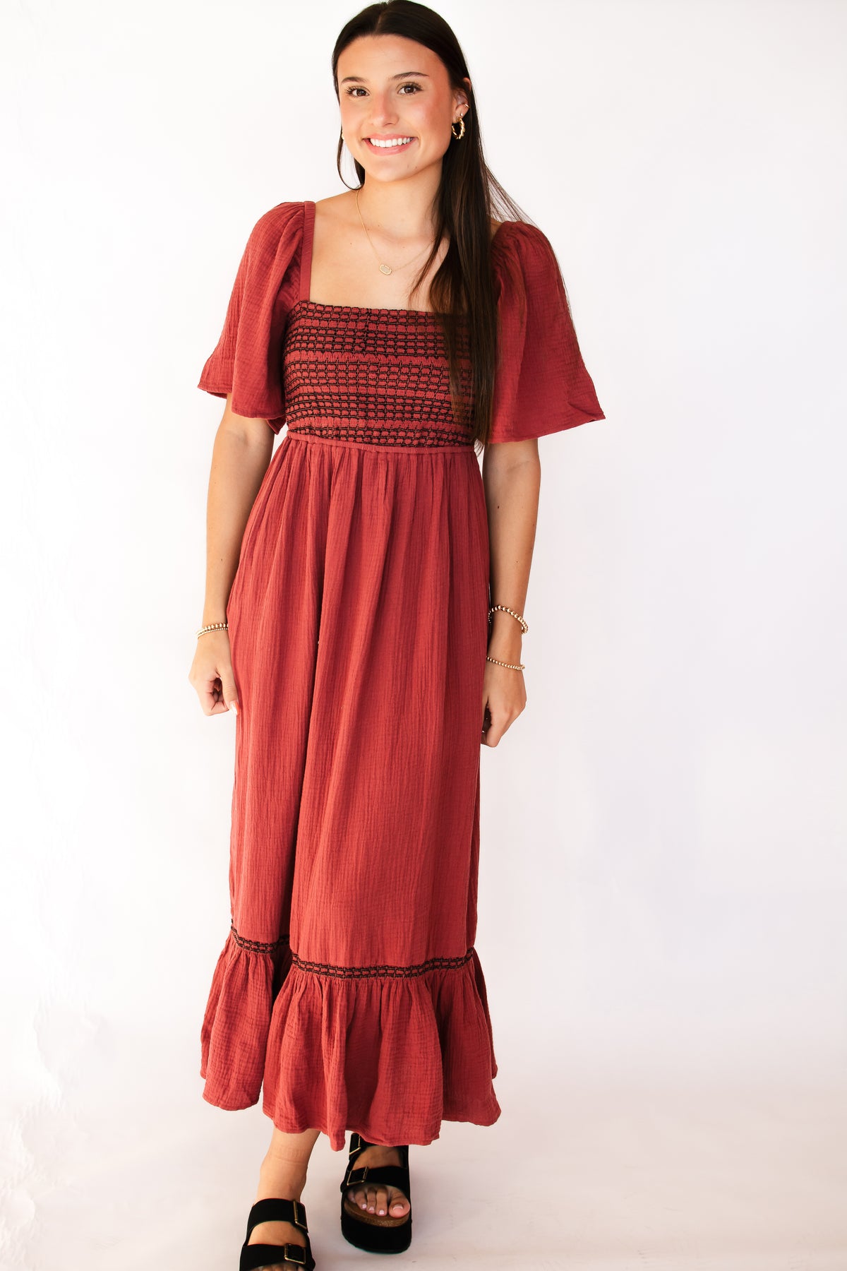 Downtown Romance Burgundy Midi Dress