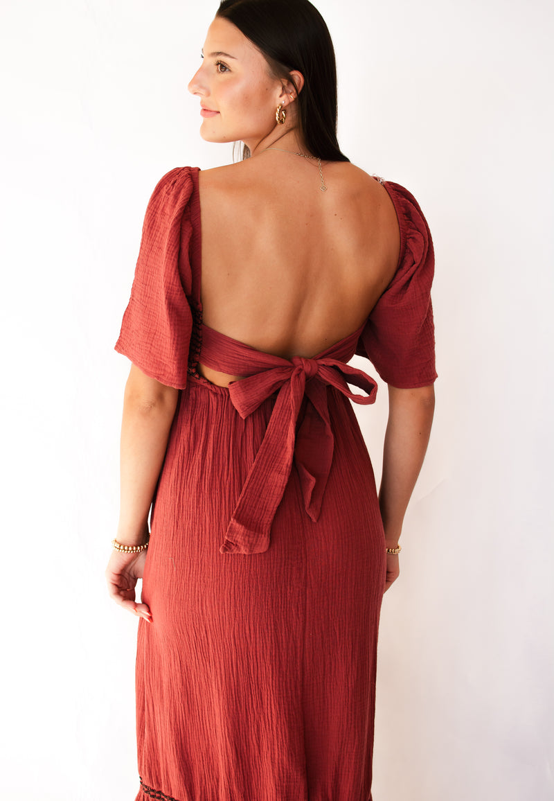 Downtown Romance Burgundy Midi Dress