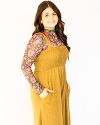 Small Talk Olive Smocked Jumpsuit