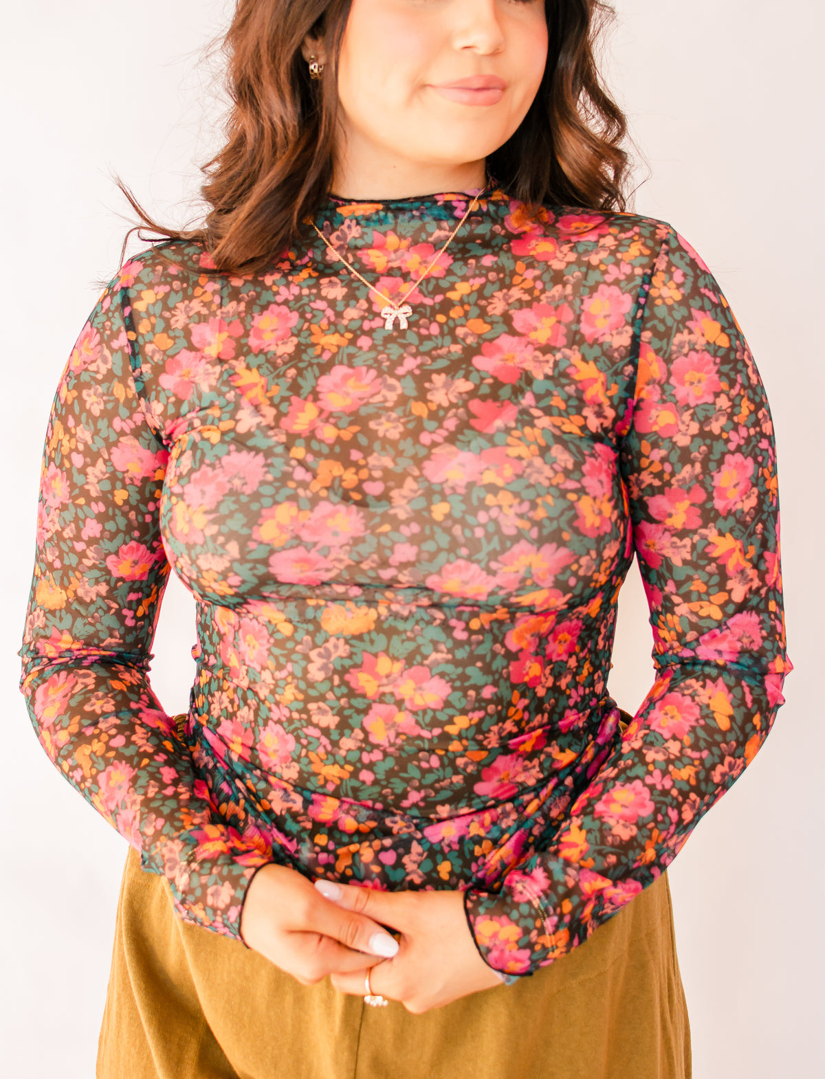 Beloved Floral Mesh Layering Top