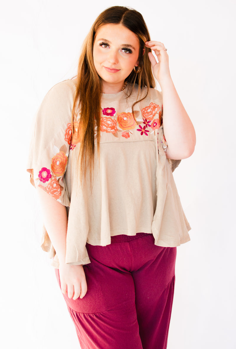 Boho Bloom Embroidered Floral Top