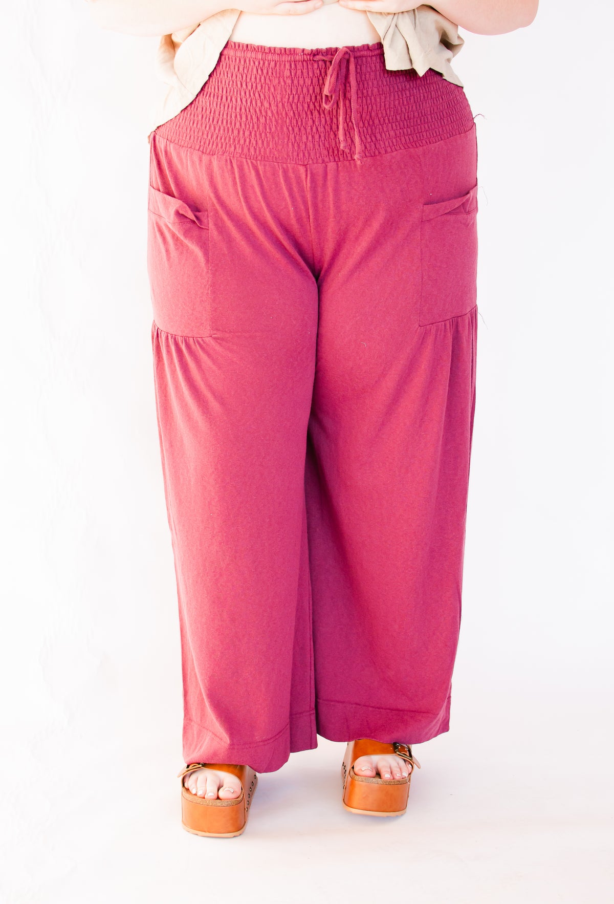 Burgundy Feels Wide Leg Boho Pants