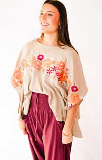 Boho Bloom Embroidered Floral Top