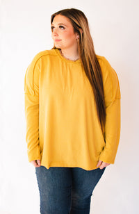 Small Town Charm Mustard Ribbed Top