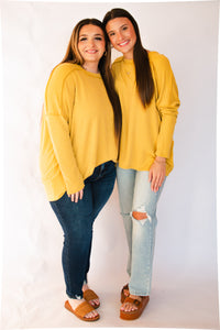 Small Town Charm Mustard Ribbed Top