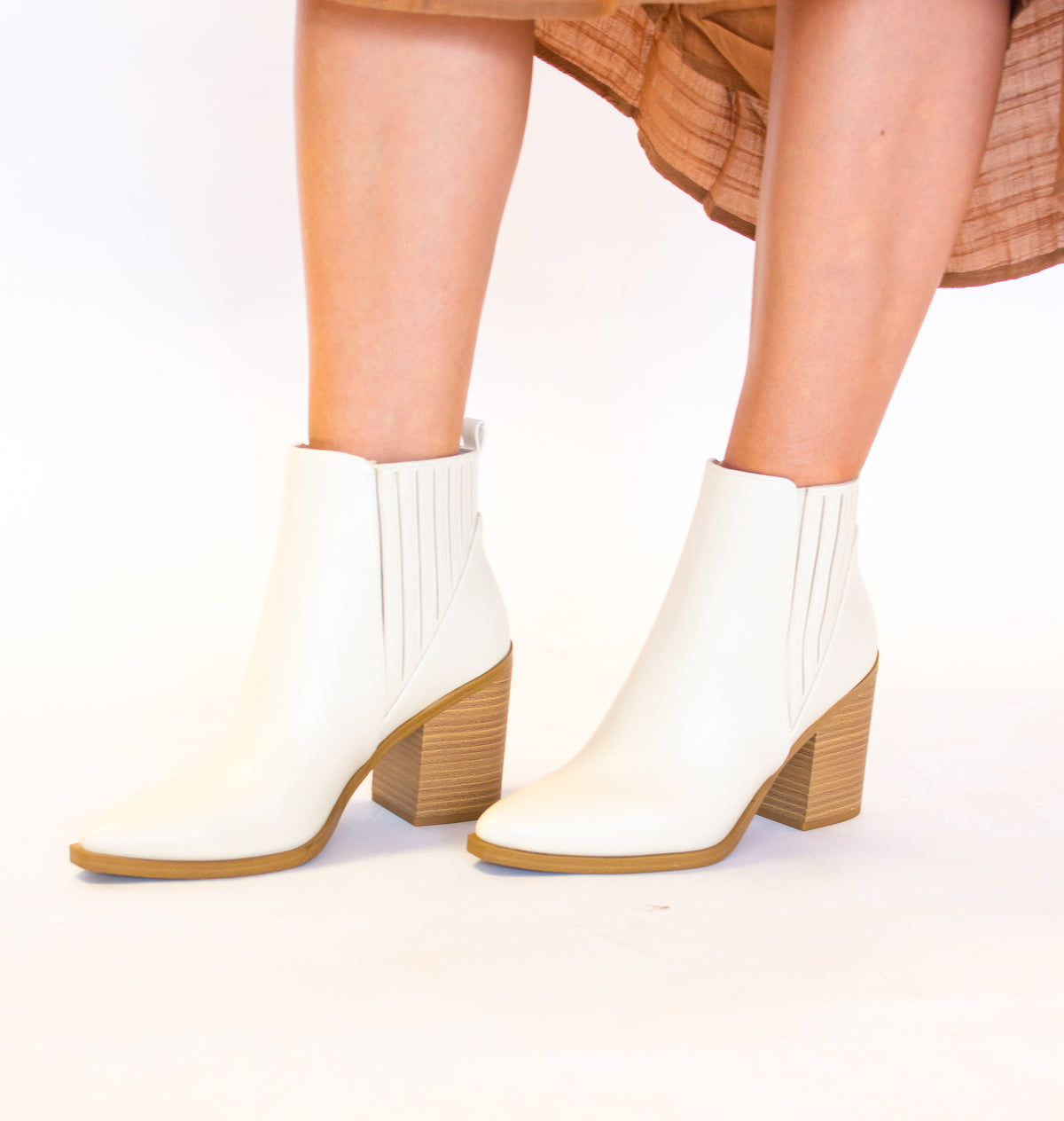 Skylar Faux Leather Ivory Boot