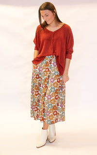 Floral Scene Midi Skirt