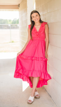 Sweet Love High Low Ruffled Midi Dress