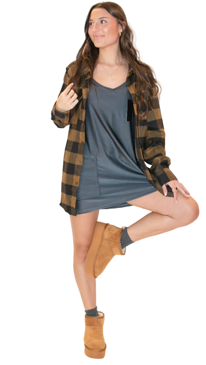 Latte Babe Plaid Flannel Top