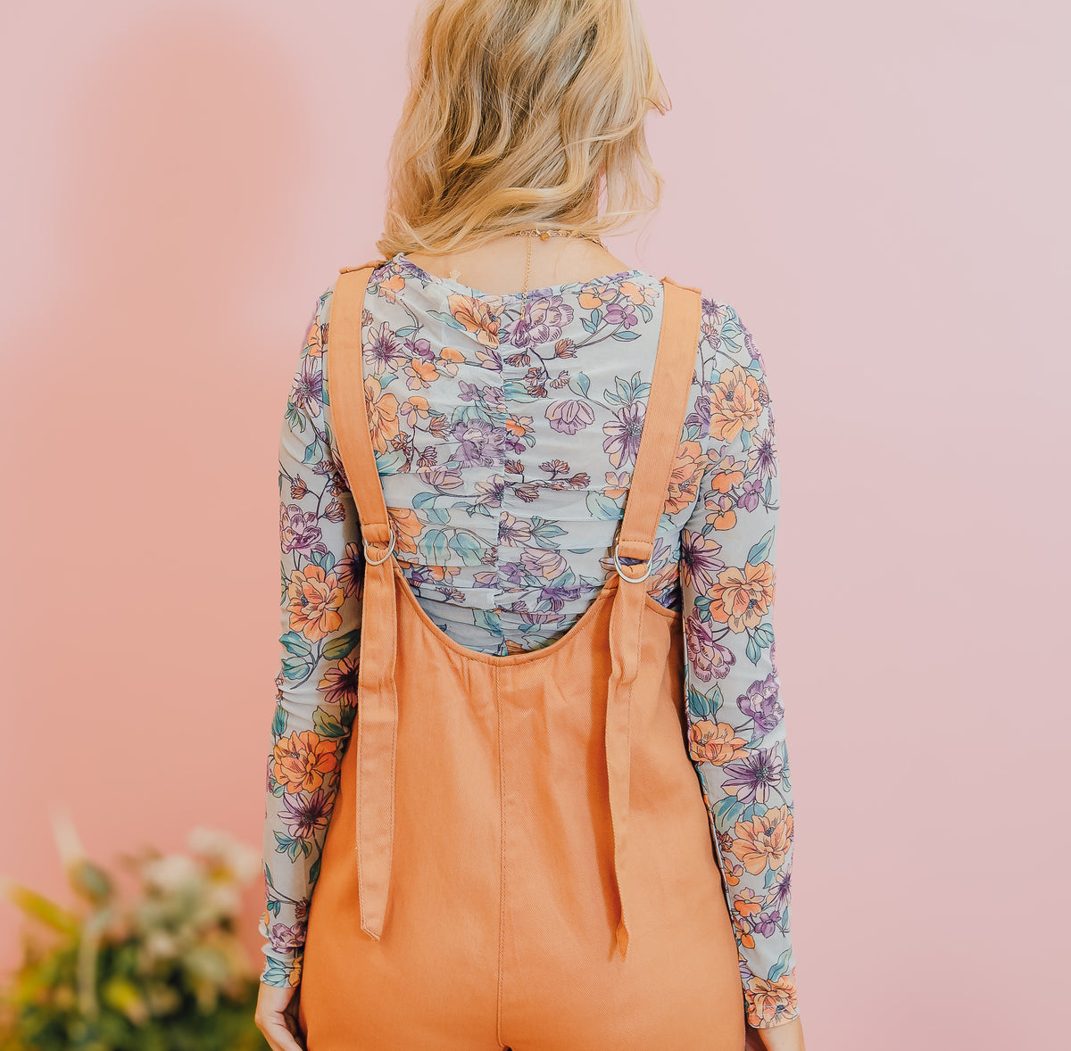 Goodbye Girl Blue Floral Mesh Top