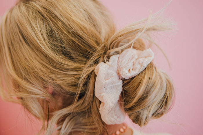 Pink Lace Jumbo Scrunchy