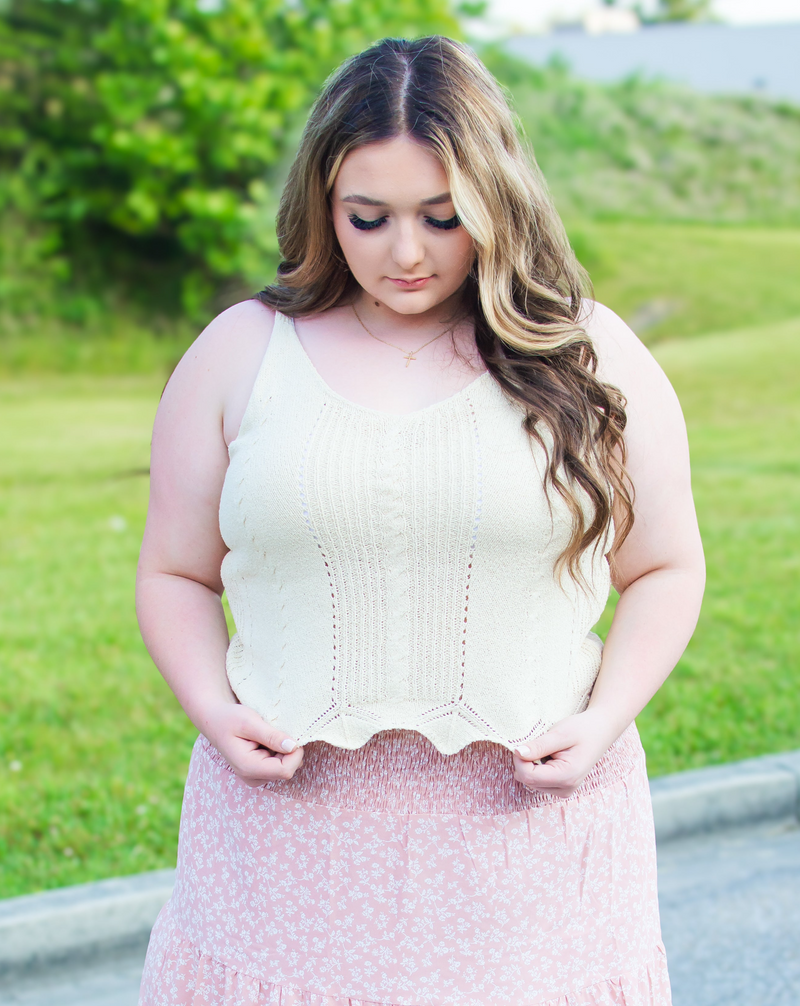 Beloved Ivory Knit Tank Top - Small thru 3X