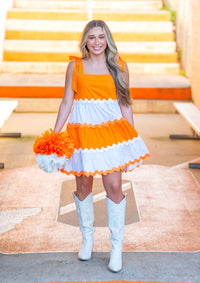 Touchdown Orange and White Dress