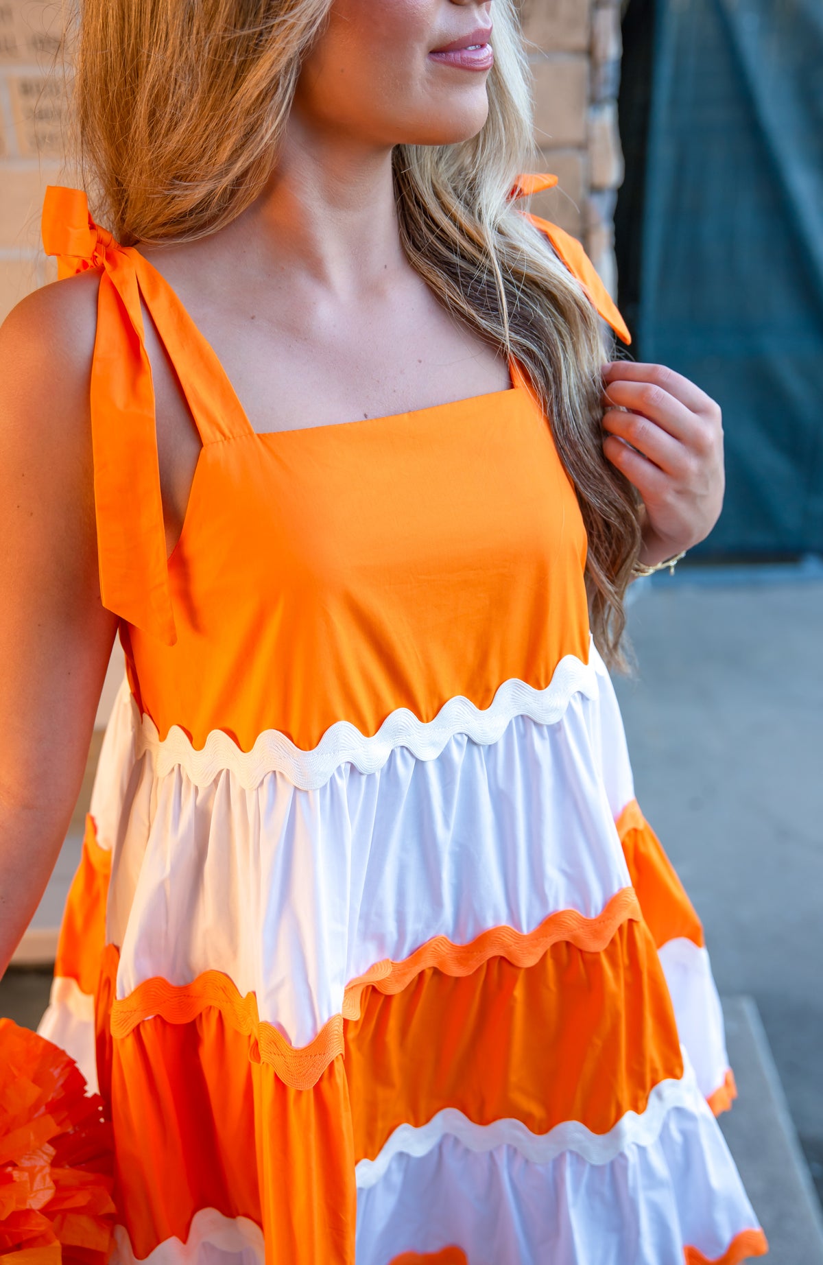 Touchdown Orange and White Dress