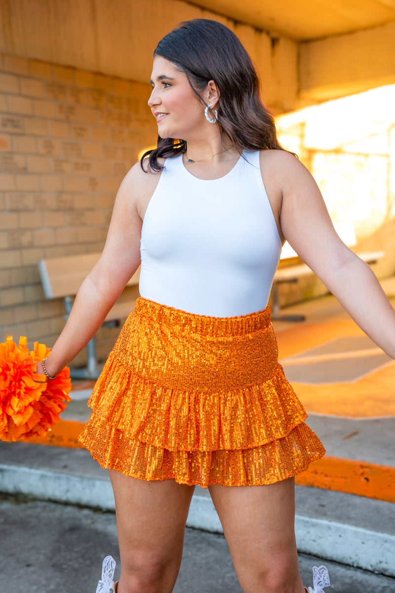 Fan Fave Orange Sequin Skort