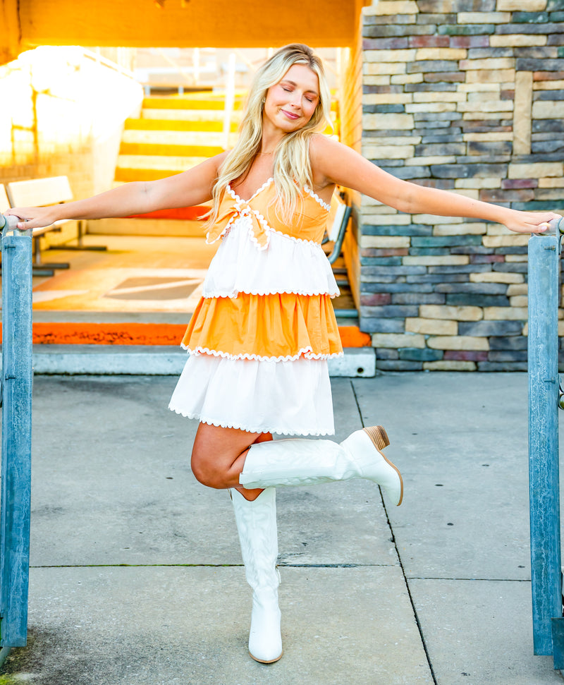 Home Team Orange and White Dress