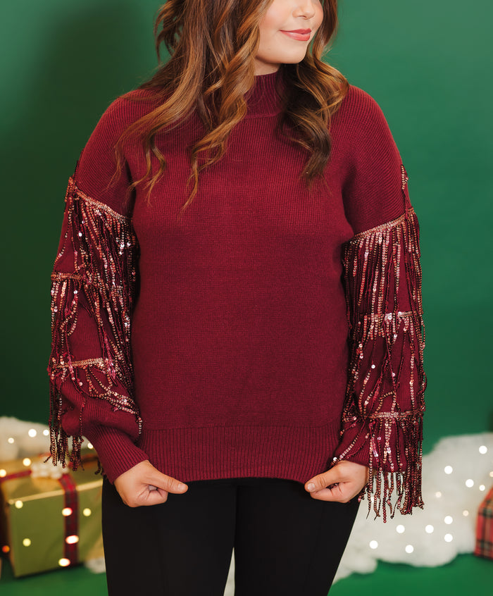 Sparkle from Within Fringe Sequin Sweater