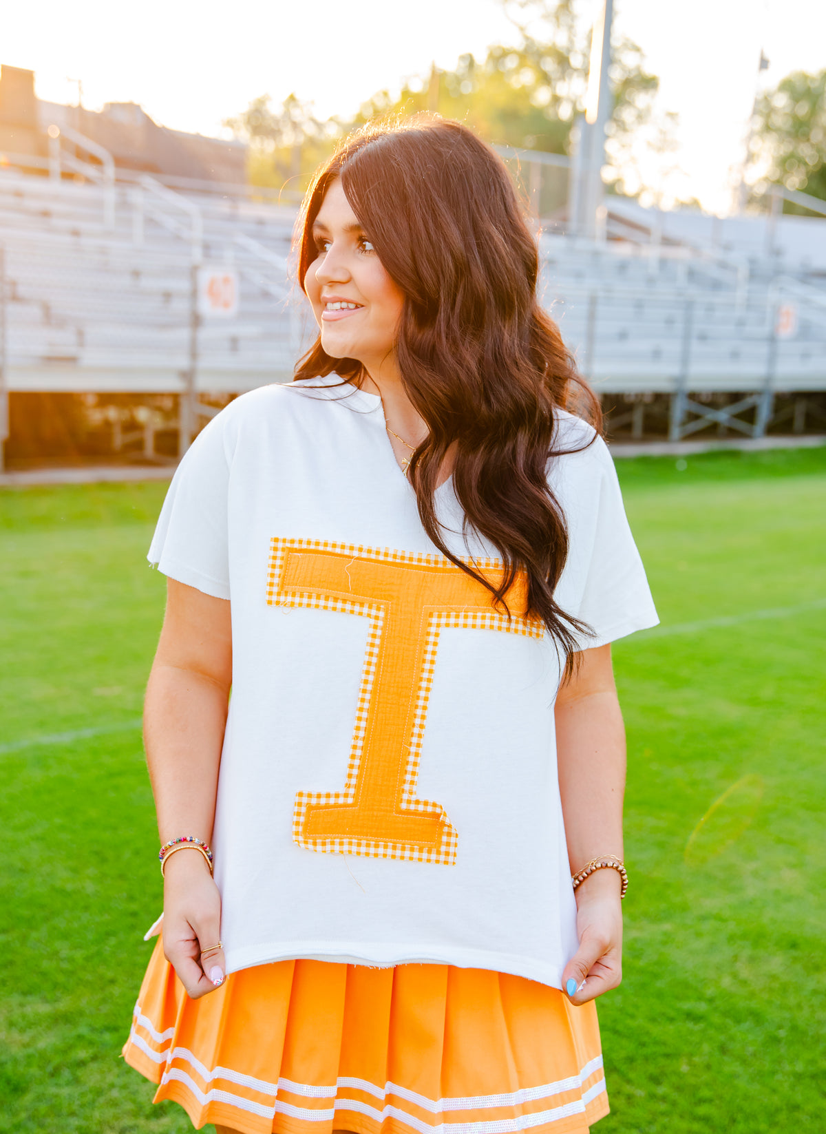 Patchwork Orange and White Tee