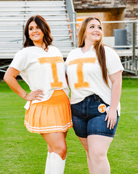 Patchwork Orange and White Tee