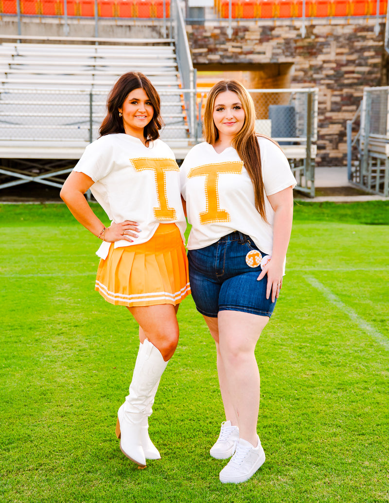 Patchwork Orange and White Tee