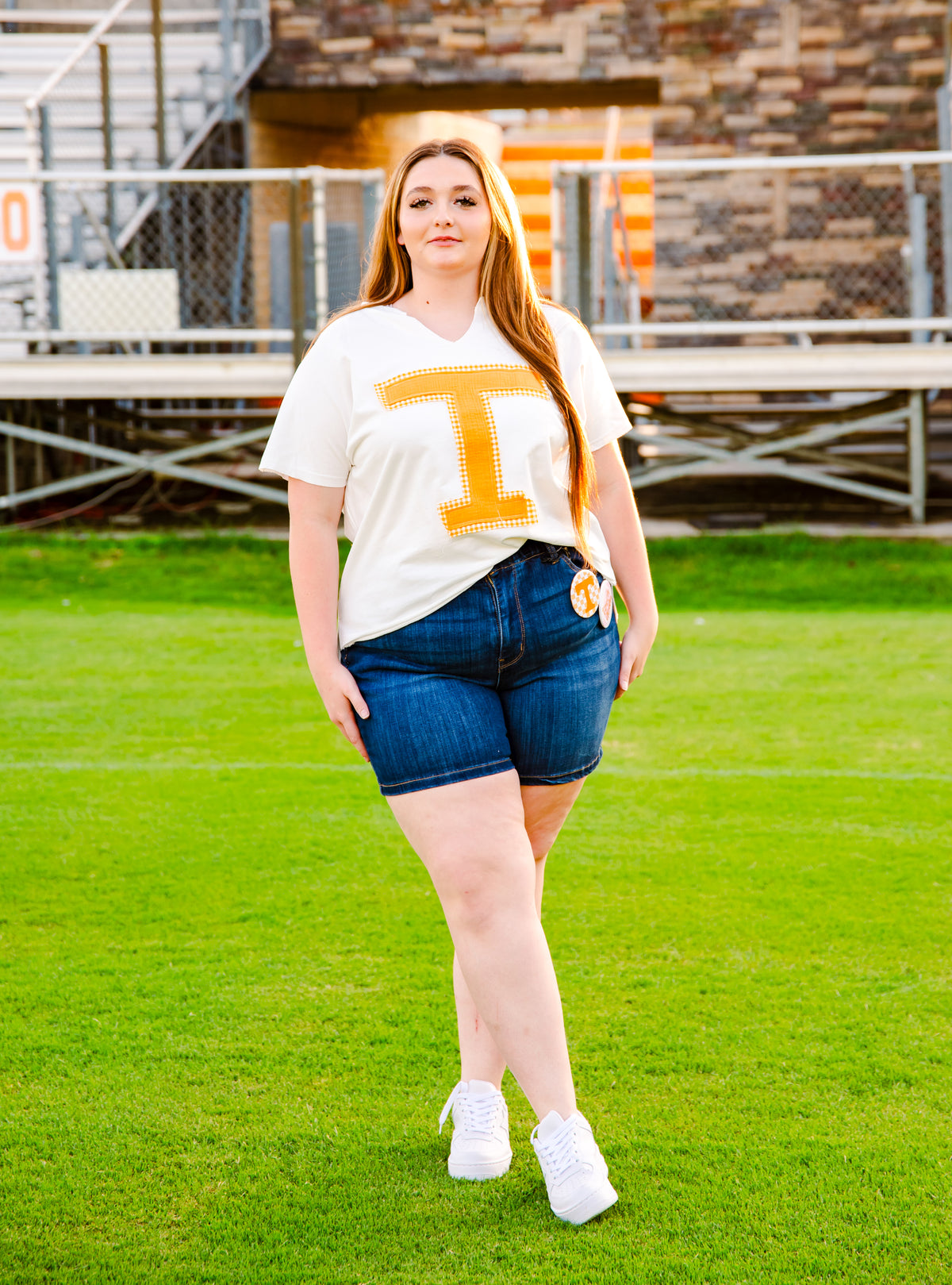 Patchwork Orange and White Tee