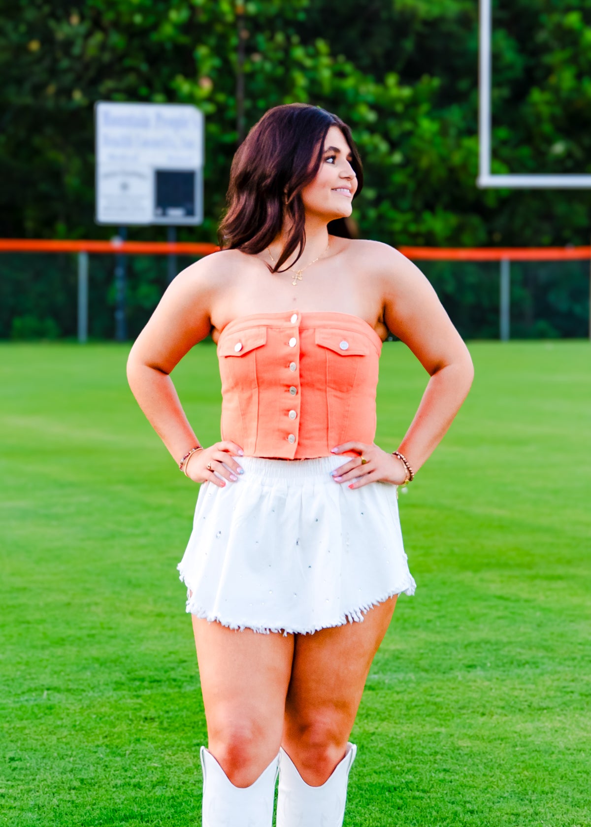 Orange Denim Corset Top