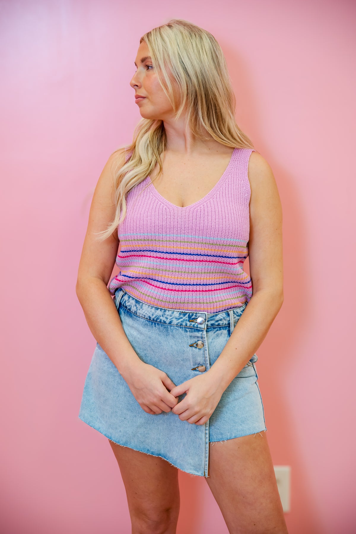 Best Life Purple Multi Stripe Tank