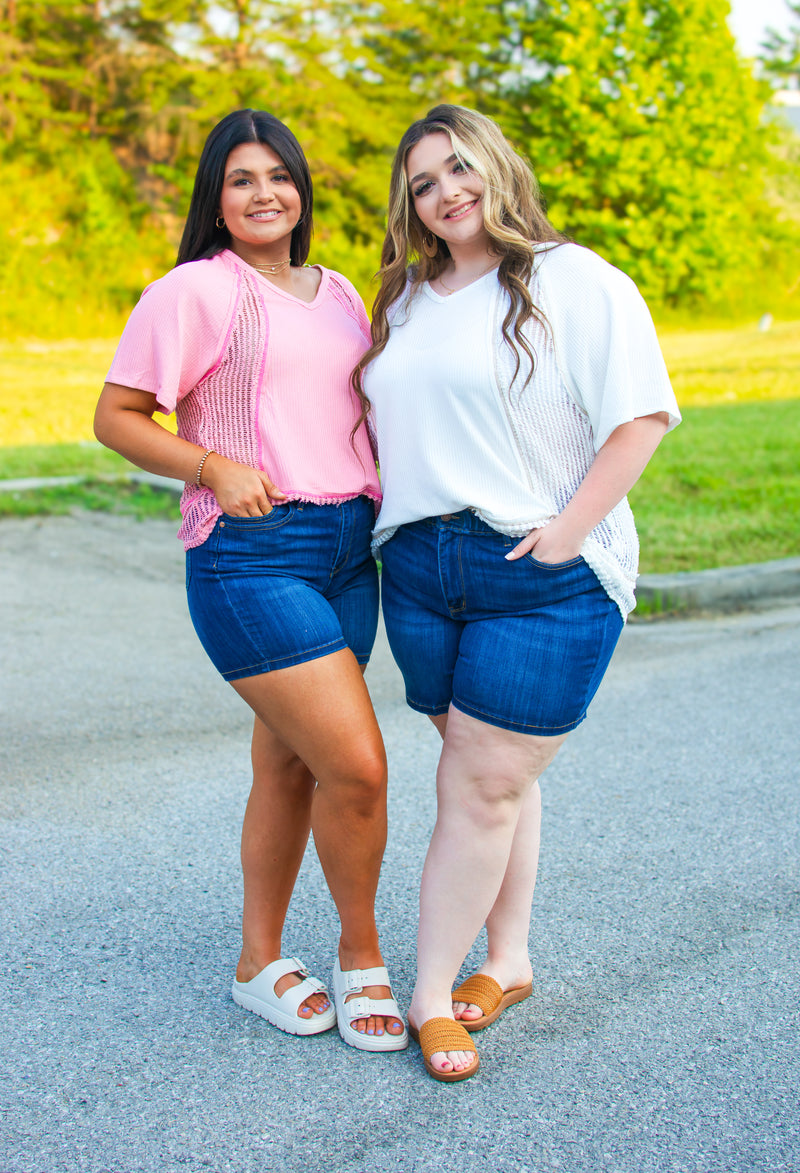 Out and About White Lace Top - CURVY