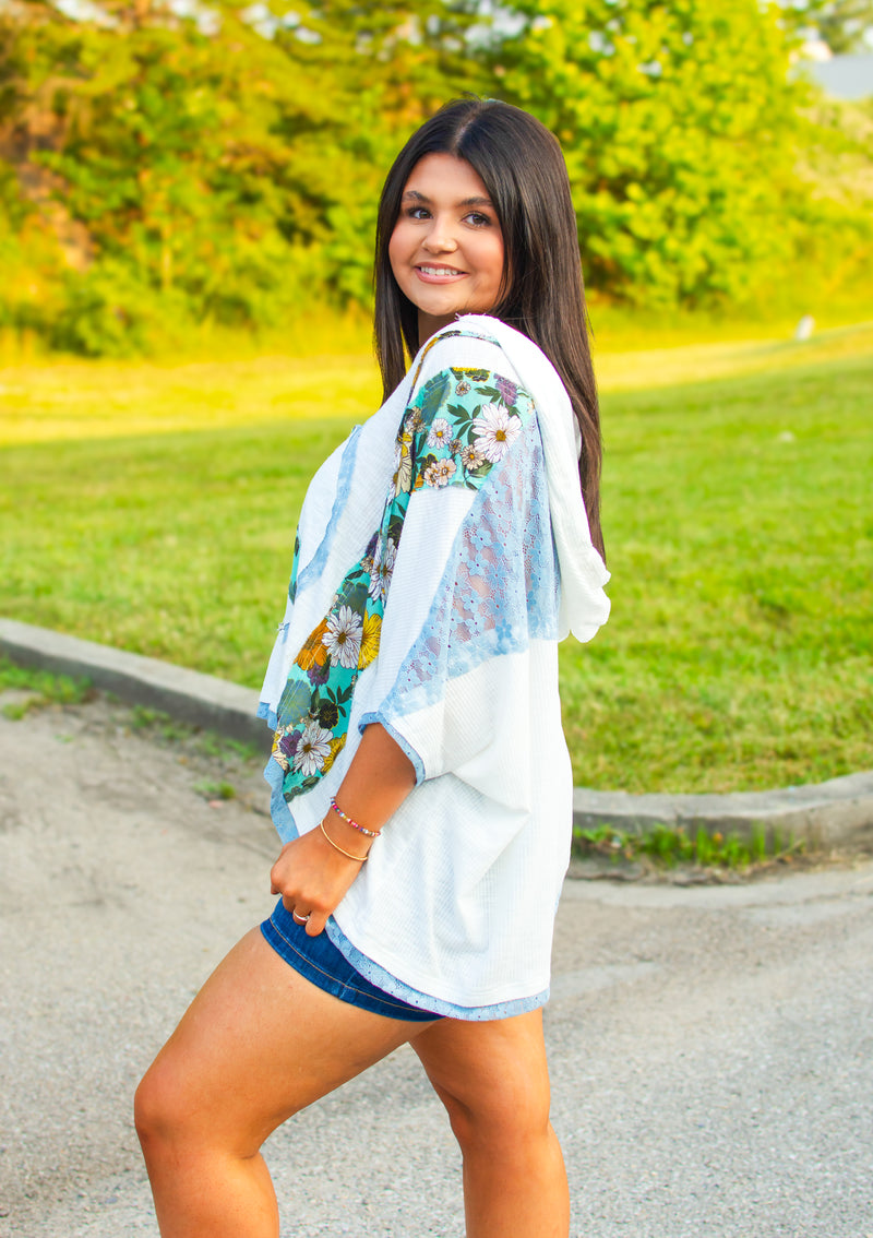 Peace, Love, & Floral Hooded Top - POL