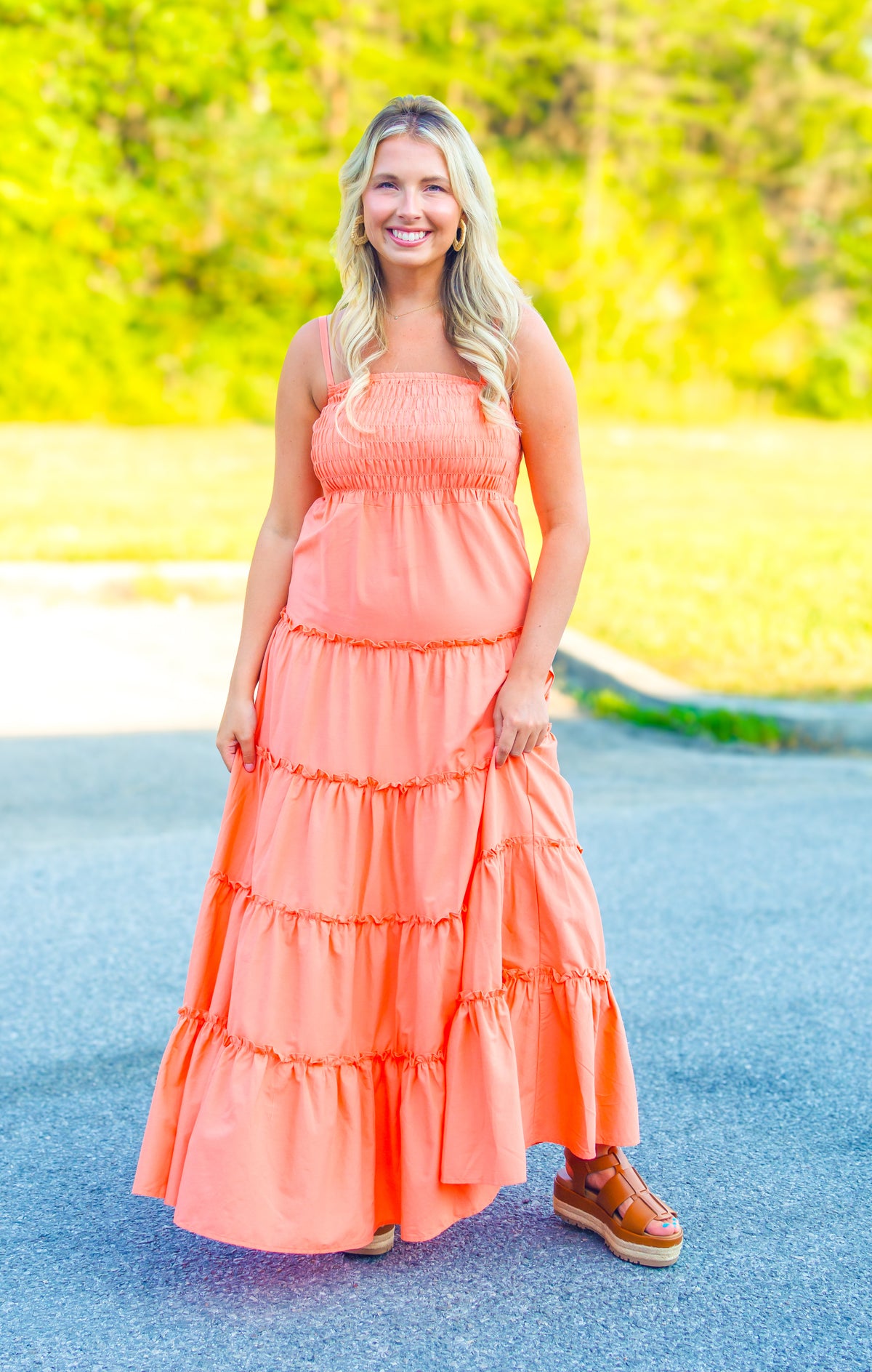 Sunset Vibes Coral Maxi Dress - Small thru 3X