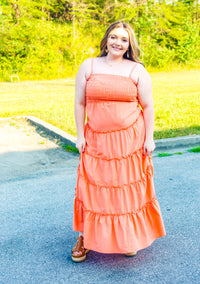 Sunset Vibes Coral Maxi Dress - Small thru 3X