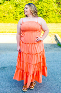 Sunset Vibes Coral Maxi Dress - Small thru 3X