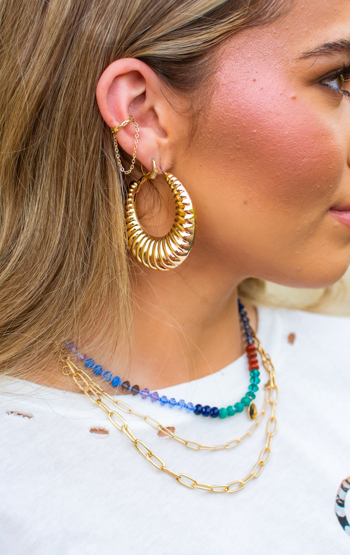 Looking Forward Golden Textured Hoops