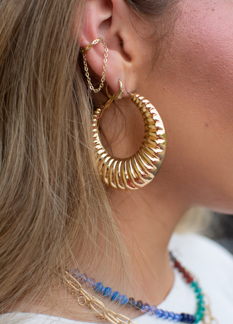 Looking Forward Golden Textured Hoops