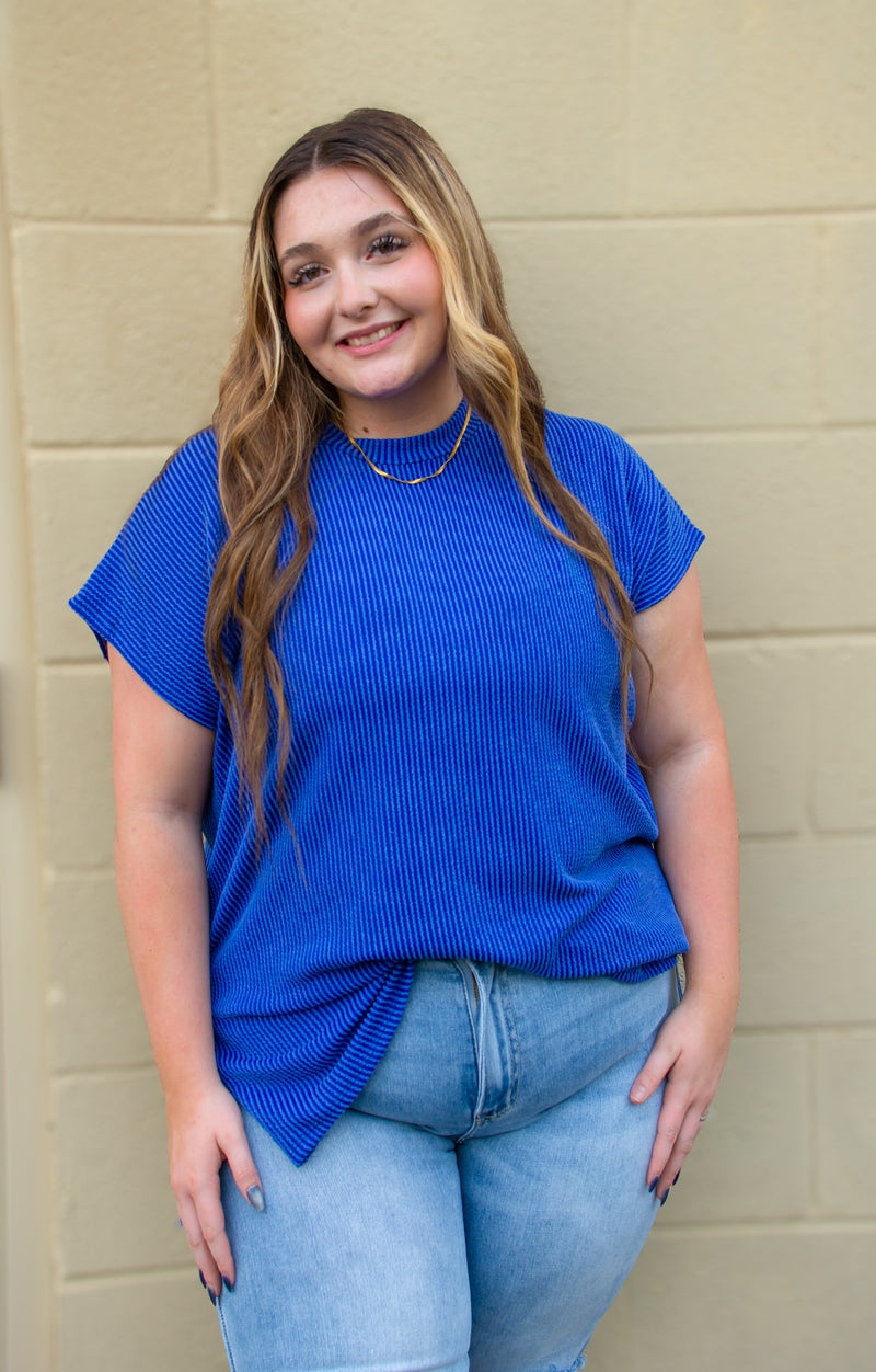 New Favorite Cobalt Blue Ribbed Top