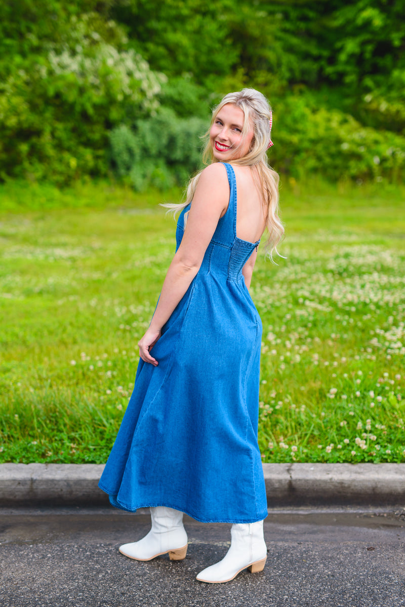 Faith Denim Maxi Dress