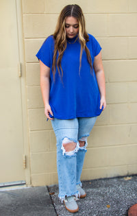 New Favorite Cobalt Blue Ribbed Top