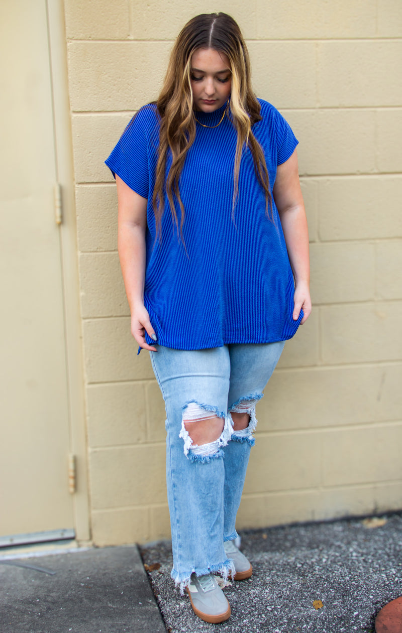 New Favorite Cobalt Blue Ribbed Top