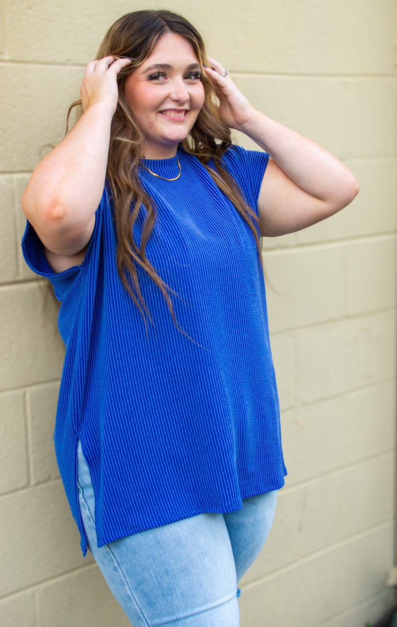 New Favorite Cobalt Blue Ribbed Top