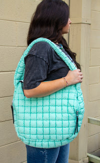 Aqua Puffer Tote Bag