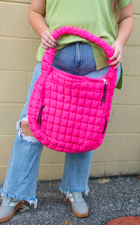 Pink Puffer Tote Bag