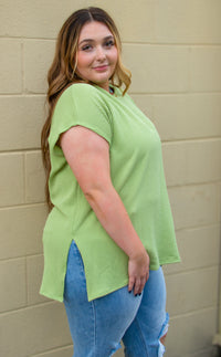 New Favorite Green Ribbed Tunic Top