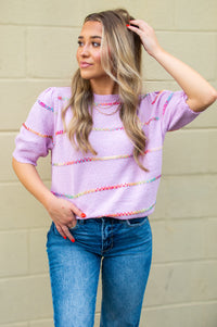 Life in Color Multi Stitch Sweater Top